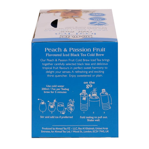 20 (Pack 6) Ahmad Tea Black Tea, Cold Brew Peach and Passion Fruit Teabags, Iced Tea, ct of - Caffeinated