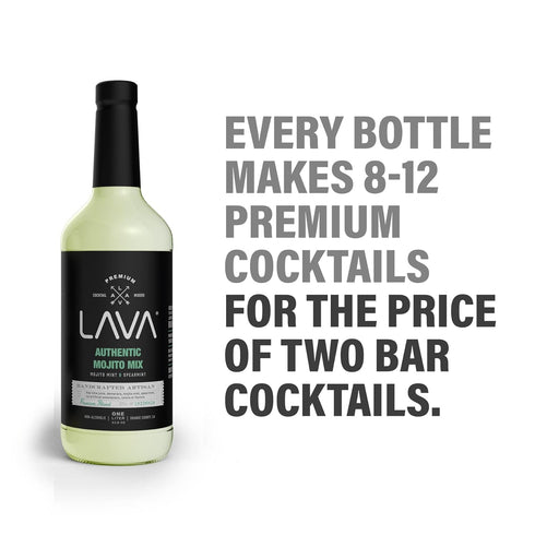 1-Liter (33.8oz) LAVA Premium Authentic Mojito Mix, Made with Real Lime Juice, Mojito Mint, Spearmint, Demerara, Cane