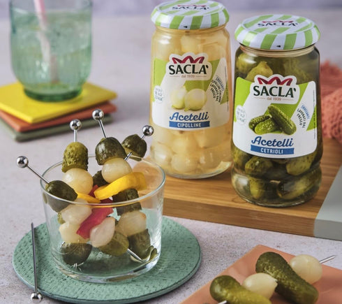 10.59 oz SACLA Italian Cipolline Cocktail Onions | Sweet & Tangy Pearl Onions in Vinegar | Glass Jar | Ideal