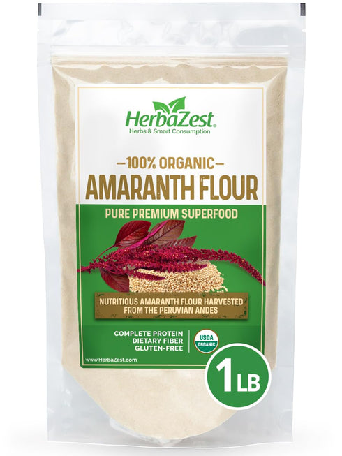 HerbaZest Amaranth Flour Organic 1 LB USDA Certified, Vegan & Gluten Free