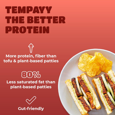 28g (pack 3, 3, Ready to Cook Tempeh-Indian Tikka- Clean Protein | High Fiber | More Protein & Fiber than Tofu