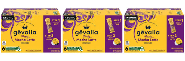 Gevalia, 2-Step K-Cup & Froth Packets, 6 Count, 5.6oz Box (Pack of