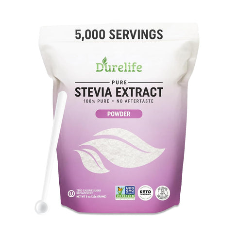 Durelife 100% Pure stevia extract sweetener 8 oz | No Erythritol, NON-GMO