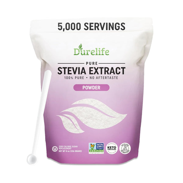 Durelife 100% Pure stevia extract sweetener 8 oz | No Erythritol, NON-GMO