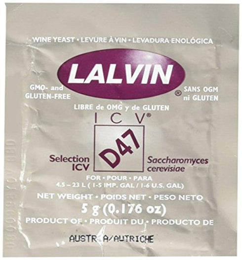 Lalvin D-47x3 Saccharomyces Cerevisiae - 3 Pouches (5 G Each)