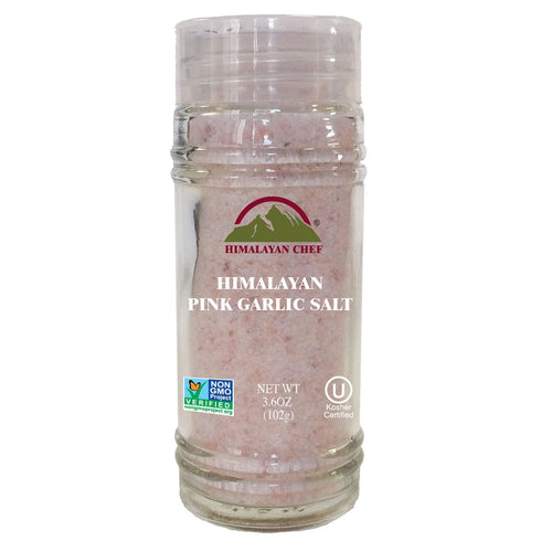 Himalayan Chef Himalayan Pink Garlic Salt, 3.6 Oz (Pack of 1), Natural & Certified Small Grinder Seasoning