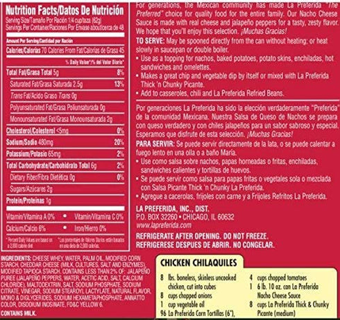 6.6 lbs La Preferida Nacho Cheese Sauce