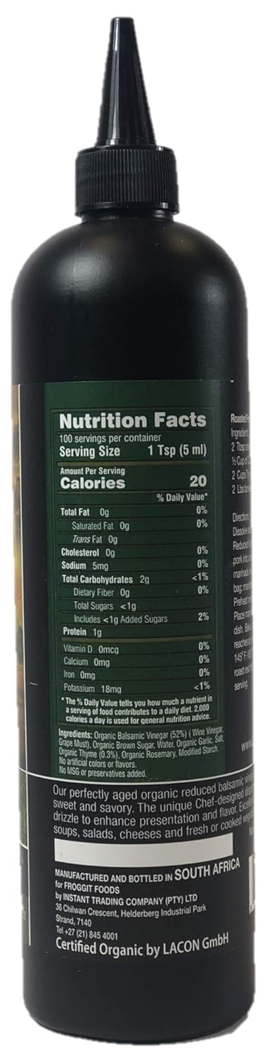500ml Castillo de Pinar Thyme Balsamic Reduced Vinegar USDA Certified Organic, Non GMO