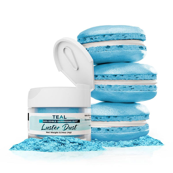 Luster Dust - Teal (4g 1x Jar) | Edible Vegan Dust & Paint for Cake Decorating, Desserts & Beverages