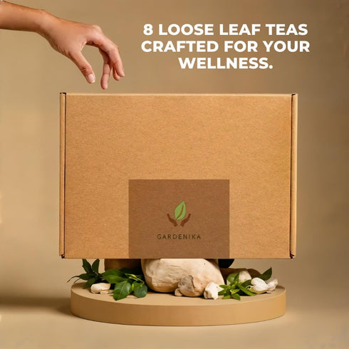 8 Pack, 1 LB Set Gardenika Organic Loose Leaf Tea Sampler Herbal and Naturally Caffeine-Free - Ayurvedic Assortment