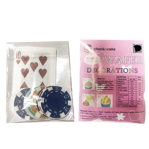 PRE CUT 34x Poker Chips Mix Casino Royal Flush Gambling Edible Rice Paper Wafer Card Toppers