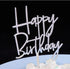 Happy Birthday Acrylic Cake Topper Party Decorations, Mirror Silver