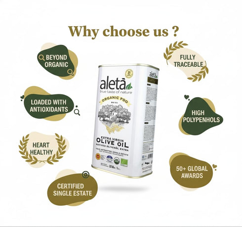 1 (33.8 oz.) Pack 1 Aleta, USDA Organic Greek Extra Virgin Olive Oil, EU Certified Single Estate PDO Greece, Lt Tin