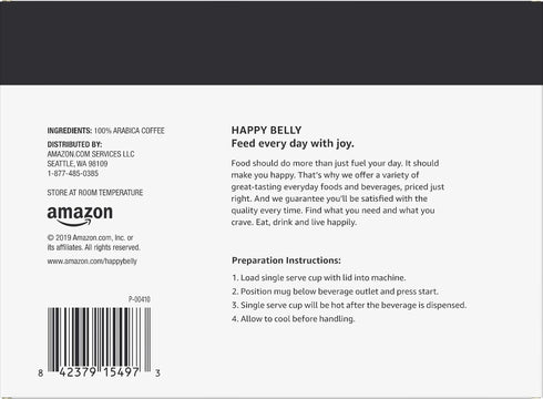 Amazon Brand - Happy Belly Dark Roast Coffee Pods, 100 Count | Compatible with Keurig 2.0 K-Cup Brewers