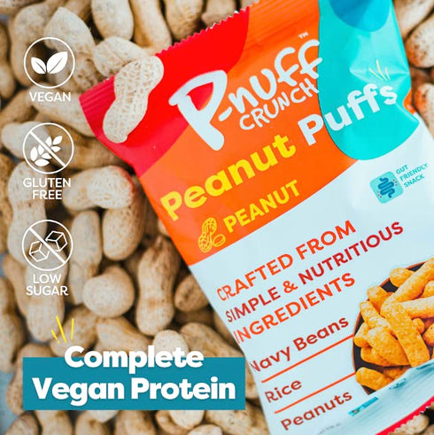 1 Oz (Pack 12) Pnuff Crunch Peanut Butter Puffs - Healthy Snacks, Low Calorie Snacks, Gluten Free Snacks, Vegan, High