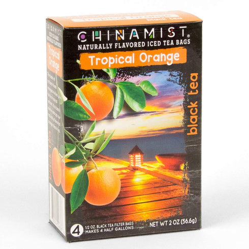 China Mist Tropical Orange Black Tea Infusion – Iced Tea – 4 Bags – Each Tea Bag Yields 1/2 Gallon – Refreshing.