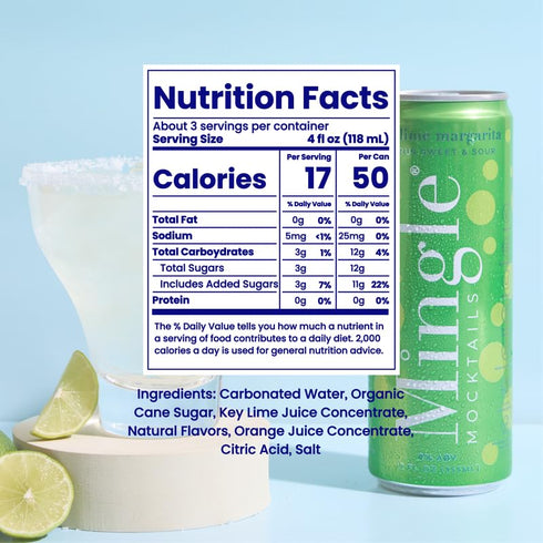 12 (12 -pack 12 oz Mingle Mocktails Non Alcoholic Cocktails | Mingle Key Lime Margarita cans of fl cans)