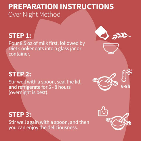 27g (8 Pack) DIET COOKER Mushroom Overnight Oats, of Protein & Strawberry Flavor, High Protein High Fiber Low Fodmap