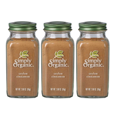 Simply Organic Ceylon Ground Cinnamon, 2.08 Ounce, 3 Pack, Vegan, Non-GMO Organic Cinnamon Powder