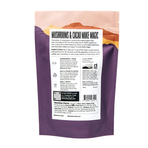 5 oz. (8 Raaka Cocoa Magic Mushroom Hot Chocolate Blend with Lions Mane, Reishi and Lucuma - Gourmet Adaptogenic
