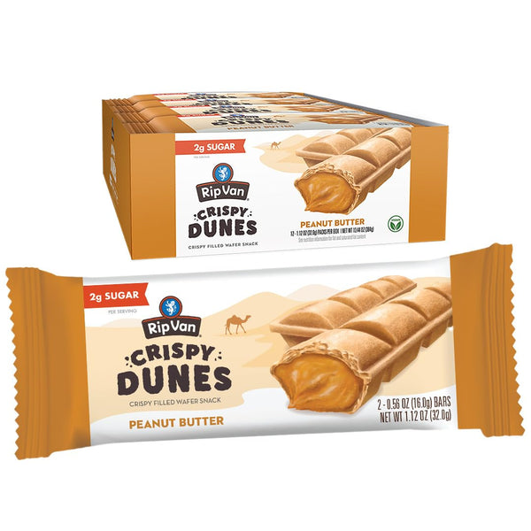 Crispy Dunes Peanut Butter Wafer Sticks Low-Calorie Snack with Peanut Butter Cream
