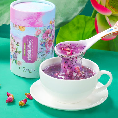 SIJIYUNLI 350g/12.34oz packaged, -Rose Silver ear and Lotus Root Powder Soup breakfast, served quickly, is both