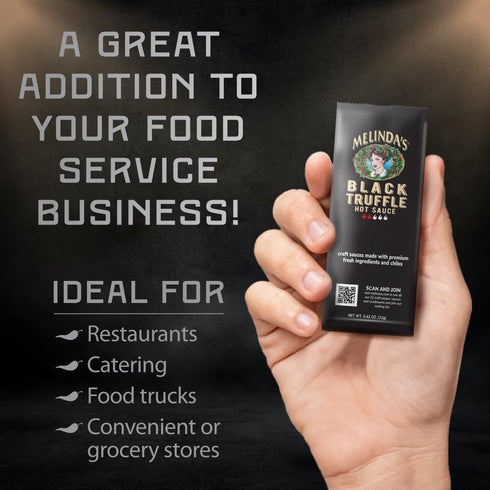 Packets 200 Count (.42 Oz Packets Packets 8 Melindas Black Truffle Hot Sauce - Each) - Hot Sauce Single Serve