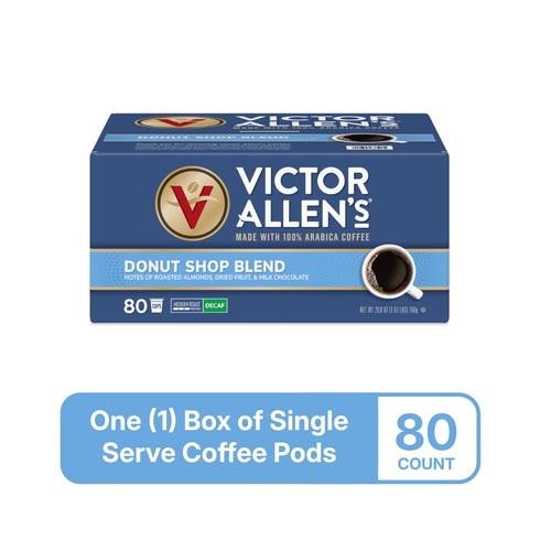80 Count, Victor Allen's Coffee Decaf Donut Shop Blend, Medium Roast, Single Serve Coffee Pods for Keurig K-Cup Brewers