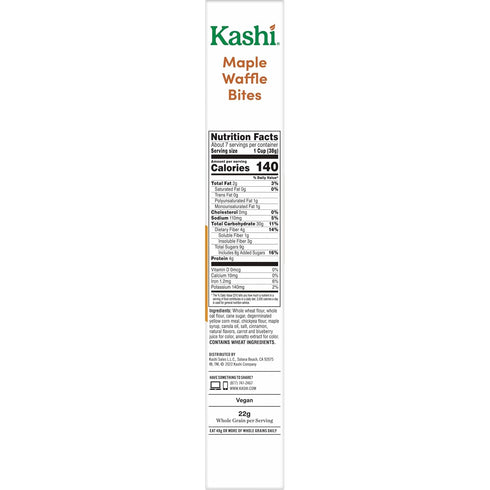 9.5oz (1 Kashi Breakfast Cereal, Vegan, Made with Whole Grains, Maple Waffle Bites, Box Box)