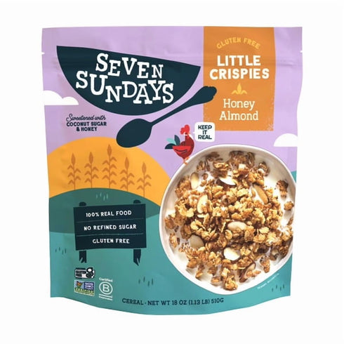 KD Chocolates Seven Sundays Little Crispies Honey Almond Cereal, Gluten Free, Sweetened with Coconut