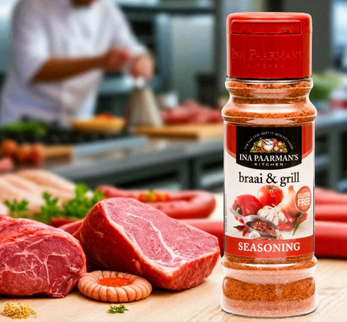 Ina Paarman 6.75 oz | Braai & Grill Seasoning | | Award Winning | Pairs with Beef, Lamb, Chicken, Pork, Fish, Veg | BBQ