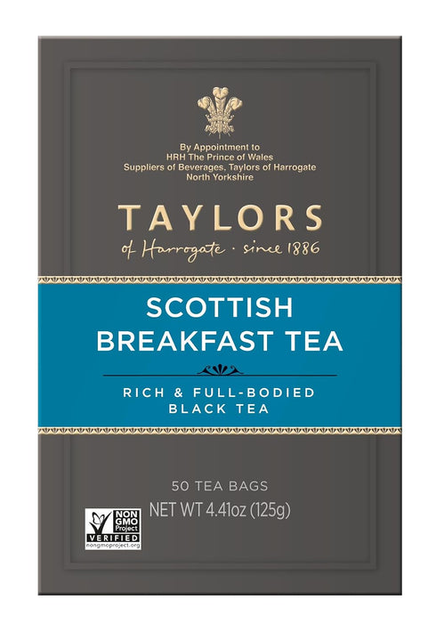 50 Count (Pack 6), 300 Taylors of Harrogate Scottish Breakfast, Black Tea, Pillow Tea Bags, of Strong, Malty and Full