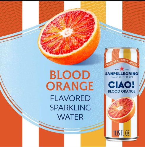 KD Chocolates 0g 6-Cans Blood Orange Sparkling Water, Low-Cal, Added Sugar