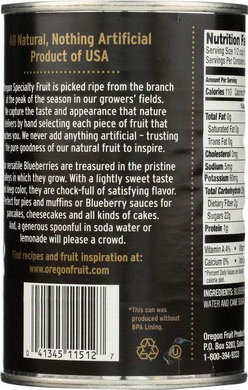 15 oz (4 pack) Oregon Fruit Products Blueberries in Light Syrup