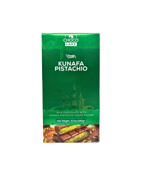 Choco Lake 6.7 oz Dubai Chocolate Kunafa Pistachio Bar - Kunafa Pistachio Milk Chocolate Bar