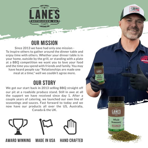3.35 Oz (94g) Lane's Whole Rosemary Seasoning, All-Natural Cracked Rosemary Spice Compliments Dishes like Chicken