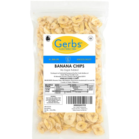 2 lbs. 14 Gerbs Unsweetened Banana Chips | Unsulfured, No Artificial Additives, Resealable Bag | Naturally Crisp