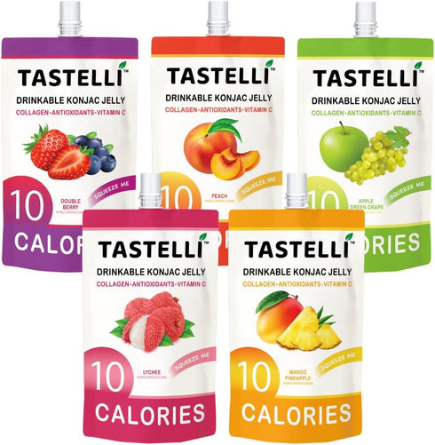 Tastelli Konjac Jelly Variety Pack (18 Pouches) - 1000 mg Collagen +