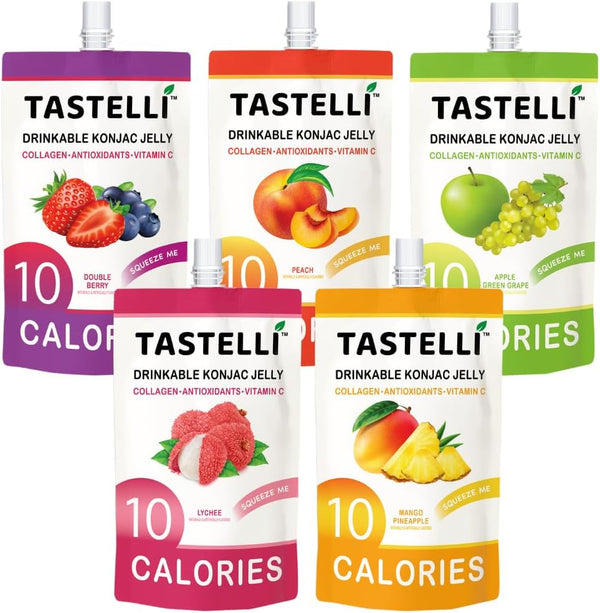 Tastelli Konjac Jelly Variety Pack (18 Pouches) - 1000 mg Collagen +