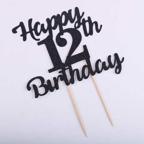 LVEUD 12th Birthday Cake Topper, Happy Birthday Black Flash 12th Cake Ornament