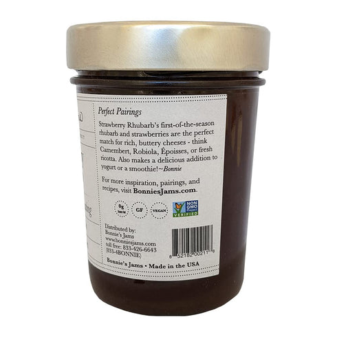 17.5 oz, (2-Pack) Bonnie's Jams Strawberry Rhubarb Jam, Made with Fresh Rhubarb and Strawberries, Twice the Fruit-Half