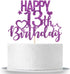 INNORU Purple Glitter Happy 13th Birthday Cake Topper - Cheers to 13 Years Party Decorations