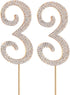 MAGJUCHE Gold 33" Crystal Cake Topper, Number 33 Rhinestones for 33rd Birthday or Anniversary Party Decoration