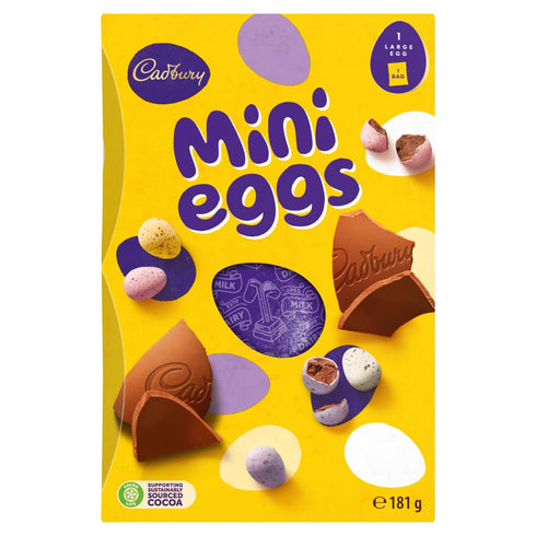 Cadbury Mini Eggs Chocolate Easter Egg, Includes 1 Large Egg and 1 Chocolate