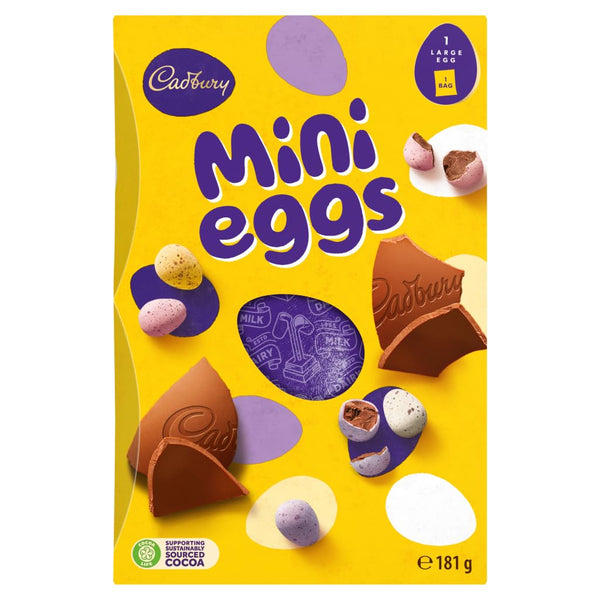 Cadbury Mini Eggs Chocolate Easter Egg, Includes 1 Large Egg and 1 Chocolate