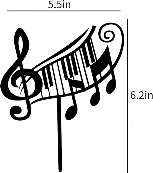XUZHAN 3PCS Music Notes Birthday Cake Topper Musical Notes Acrylic Cupcake Toppers for Birthday Party Musician Wedding