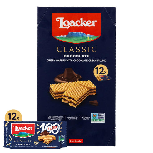 Loacker Classic Chocolate Wafers - Premium Crispy Wafer Cookies with Chocolate Cream