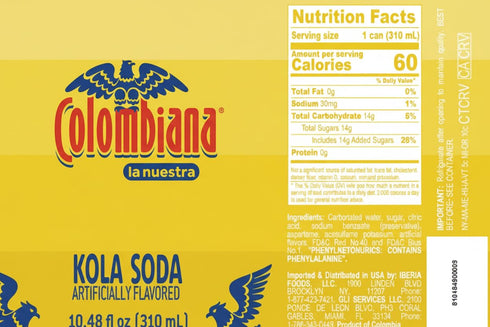 12 Pack 10.5 oz. Soda Colombiana la nuestra Postobon Cans - Imported from Colombia