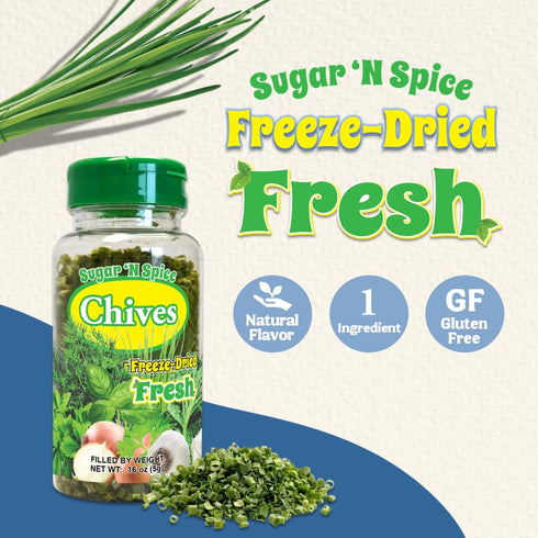 Sugar 'N Spice Premium Freeze-Dried Herbs & Spices, Strong Aroma and Fresh Flavor (Chives, 0.16 Ounce)