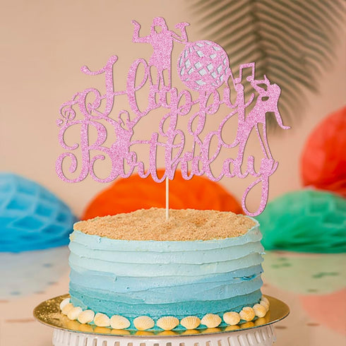 Microphone Happy Birthday Cake Topper-Music Lover Birthday DecorationsGlitter Host Music Cake Decor Karaoke Musical